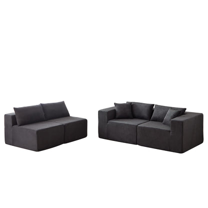 Ensemble de canapés modulaires en L en velours côtelé moderne, 4 pièces, pour salon et chambre à coucher