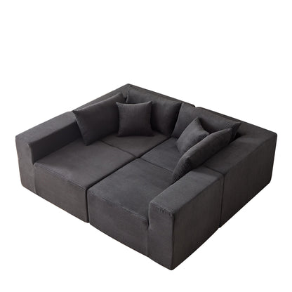 Ensemble de canapés modulaires en L en velours côtelé moderne, 4 pièces, pour salon et chambre à coucher