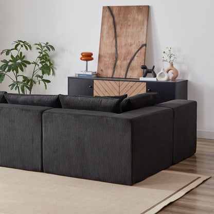 Ensemble de canapés modulaires en L en velours côtelé moderne, 4 pièces, pour salon et chambre à coucher