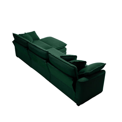 Canapé modulable moderne en velours côtelé, canapé 3 places à assise profonde avec pouf pour salon