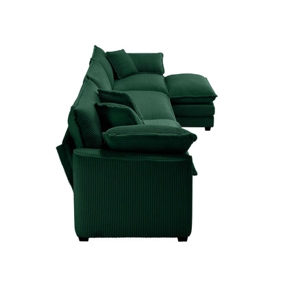 Canapé modulable moderne en velours côtelé, canapé 3 places à assise profonde avec pouf pour salon