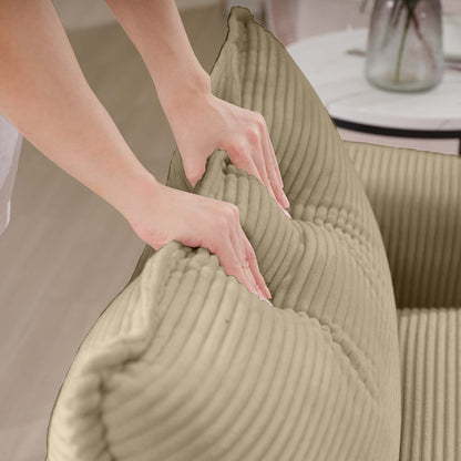Canapé modulable moderne en velours côtelé, canapé 3 places à assise profonde avec pouf pour salon