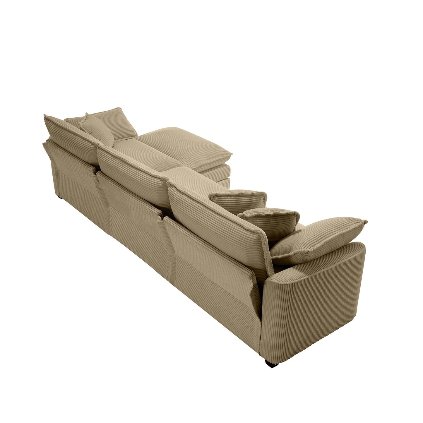 Canapé modulable moderne en velours côtelé, canapé 3 places à assise profonde avec pouf pour salon