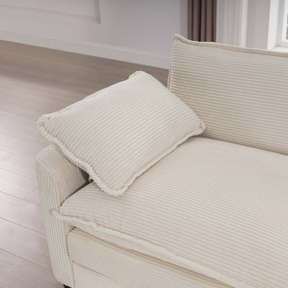 Canapé modulable moderne en velours côtelé, canapé 3 places à assise profonde avec pouf pour salon