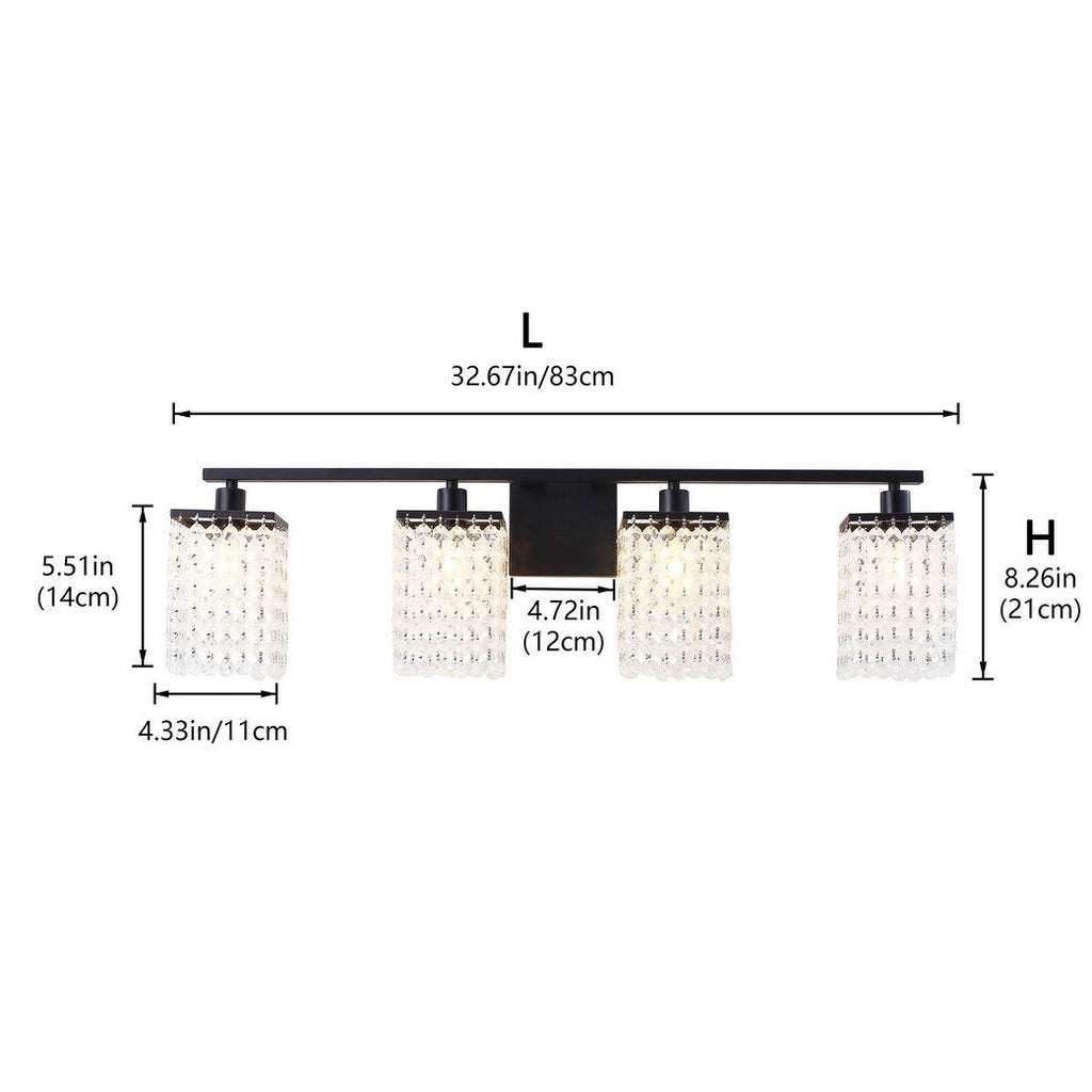 Luminaire de salle de bain noir moderne avec design en cristal