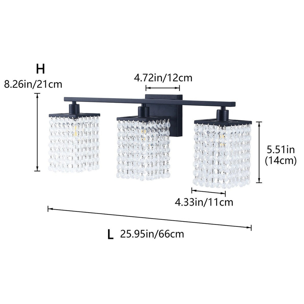 Luminaire de salle de bain noir moderne avec design en cristal