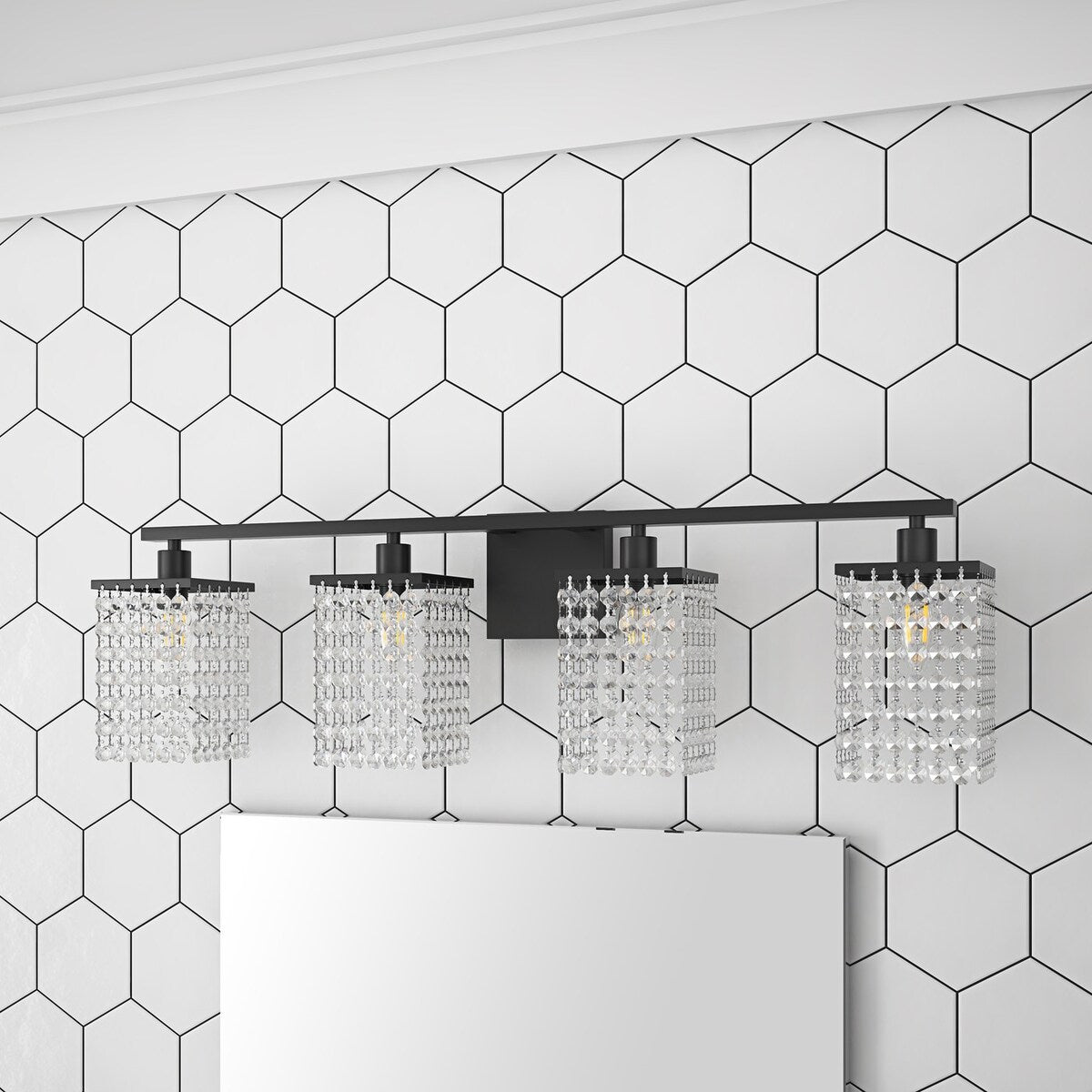 Luminaire de salle de bain noir moderne avec design en cristal