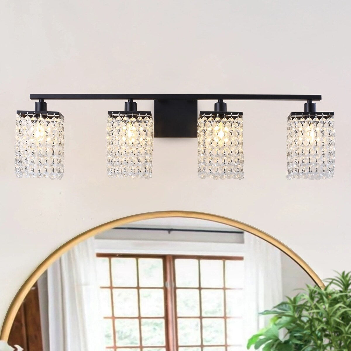 Luminaire de salle de bain noir moderne avec design en cristal