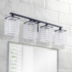 Luminaire de salle de bain noir moderne avec design en cristal