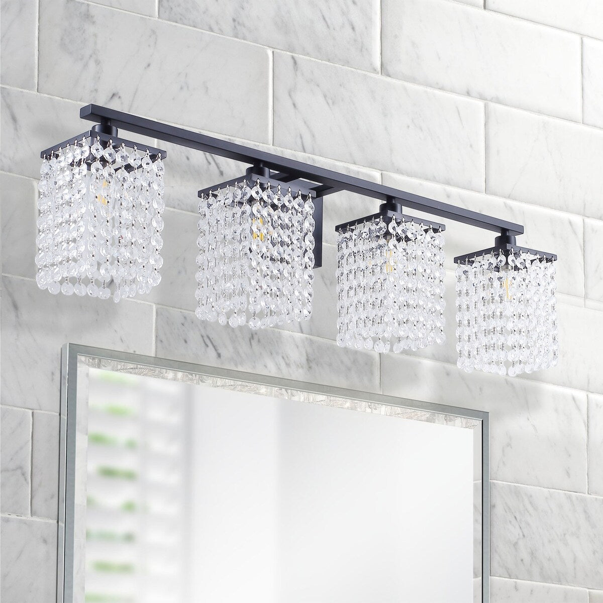 Luminaire de salle de bain noir moderne avec design en cristal