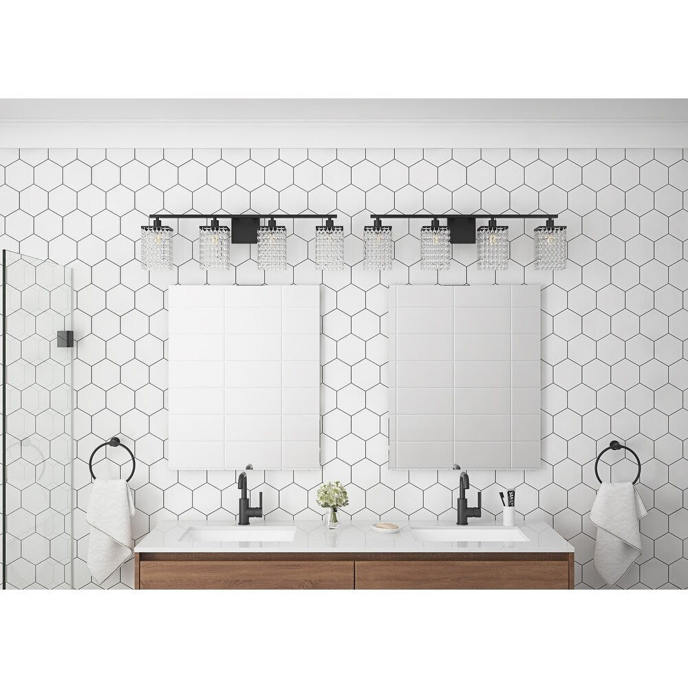 Luminaire de salle de bain noir moderne avec design en cristal