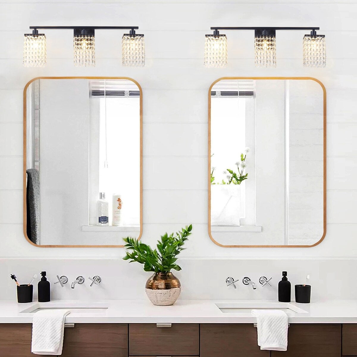 Luminaire de salle de bain noir moderne avec design en cristal