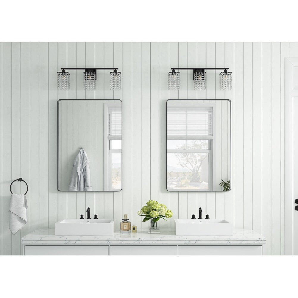 Luminaire de salle de bain noir moderne avec design en cristal