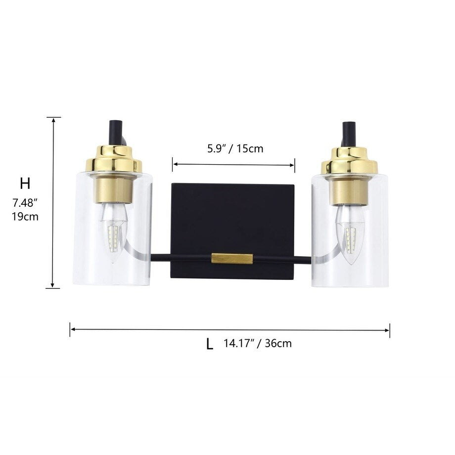 Luminaire de vanité moderne avec abat-jour cylindrique en verre