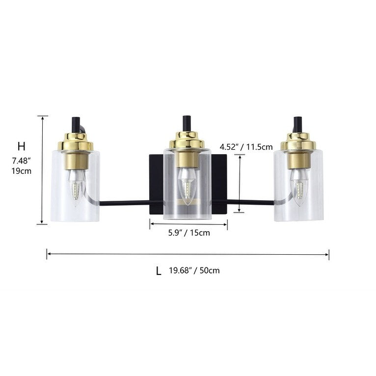 Luminaire de vanité moderne avec abat-jour cylindrique en verre
