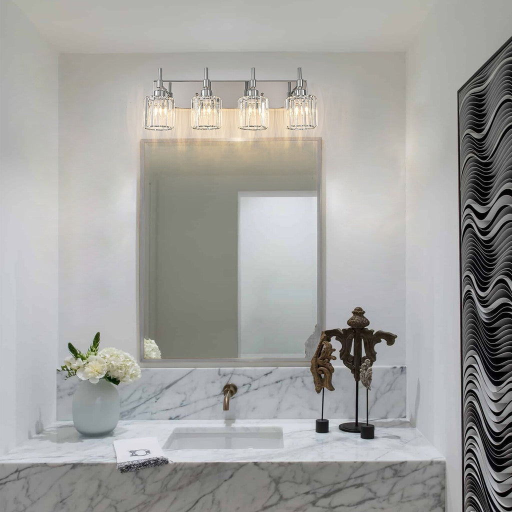 Appliques murales modernes à intensité variable pour salle de bain avec abat-jour en cristal