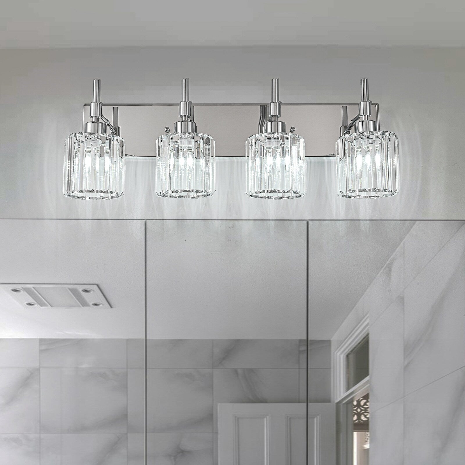Appliques murales modernes à intensité variable pour salle de bain avec abat-jour en cristal