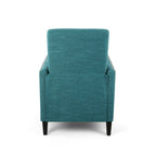 Fauteuil inclinable moderne en tissu avec repose-pieds, détails cloutés et pieds en bois de bouleau