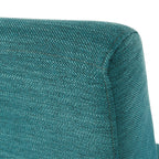 Fauteuil inclinable moderne en tissu avec repose-pieds, détails cloutés et pieds en bois de bouleau