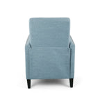 Fauteuil inclinable moderne en tissu avec repose-pieds, détails cloutés et pieds en bois de bouleau