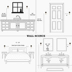 Applique murale moderne de style ferme à 1 lumière, noir et or, avec abat-jour en verre