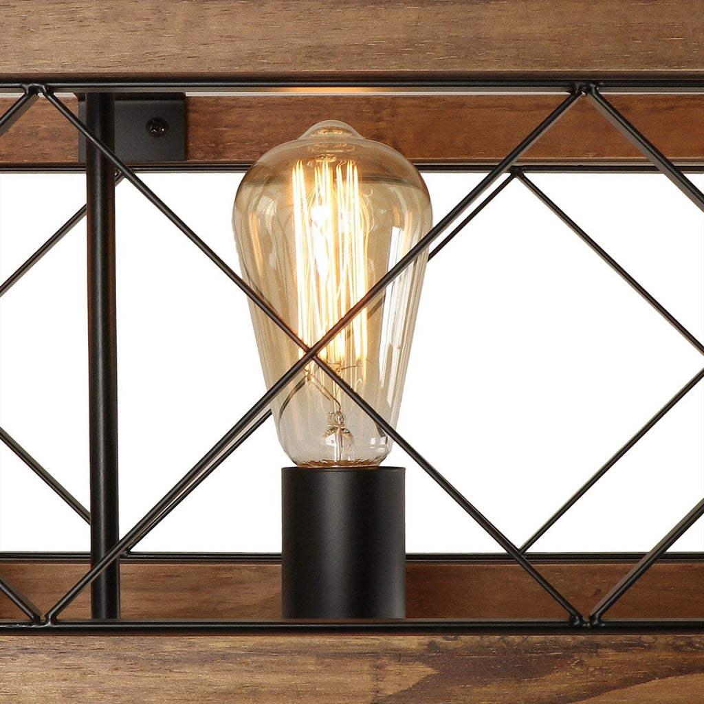 Lustre rectangulaire en bois à 5 lumières de style ferme moderne pour salle à manger - 31,6 L x 10 l x 7,8 H