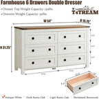Commode 6 tiroirs style ferme, meuble TV en bois, commode