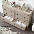 Commode 6 tiroirs style ferme, meuble TV en bois, commode