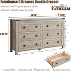 Commode 6 tiroirs style ferme, meuble TV en bois, commode