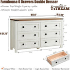 Commode 6 tiroirs style ferme, meuble TV en bois, commode