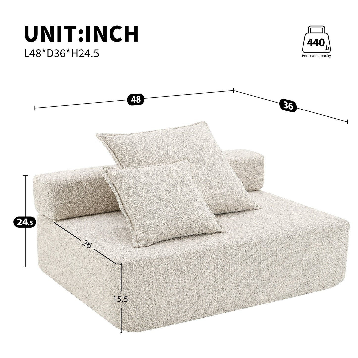 Canapé convertible moderne en U, cadre de causeuse pour canapé modulaire surdimensionné