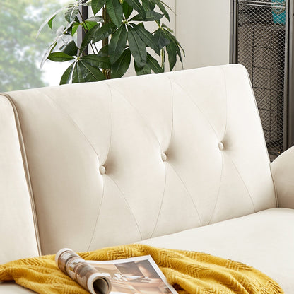 Canapé-lit futon moderne, canapé-lit convertible avec pieds fuselés en bois, 78,35 po, petit canapé à dossier divisé pour le salon