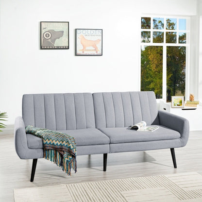 Canapé-lit futon moderne, canapé-lit futon convertible, canapé-lit en lin à dossier divisé pour salon