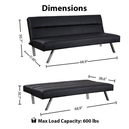 Canapé-lit futon moderne, canapé-lit futon convertible, canapé-lit en lin à dossier divisé pour salon