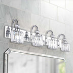 Applique murale linéaire moderne à 3 ou 4 lumières en cristal à intensité variable pour salle de bain