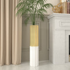 Vase de sol en céramique fait main, moderne et glamour, doré/blanc