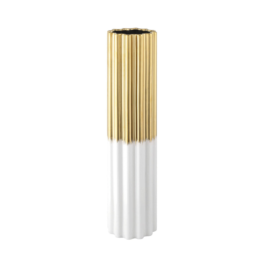 Vase de sol en céramique fait main, moderne et glamour, doré/blanc