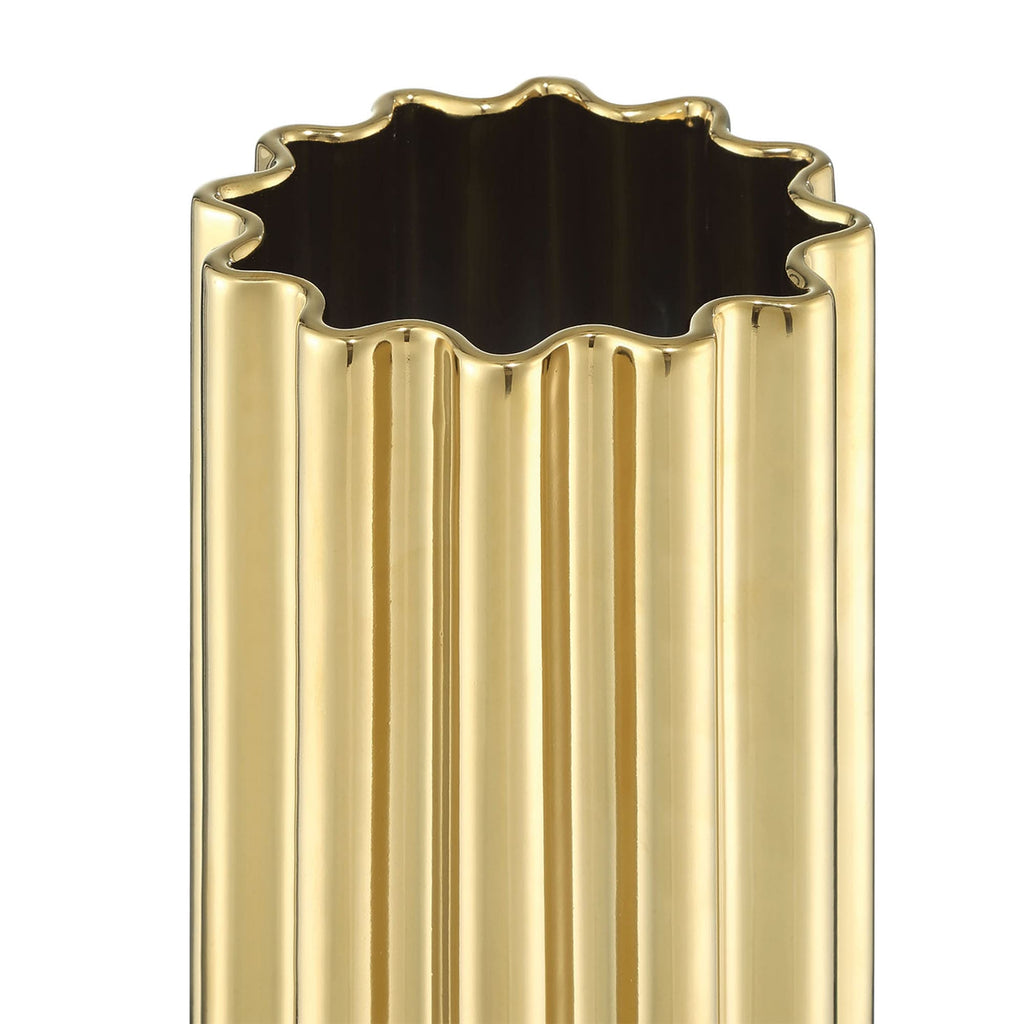 Vase de sol en céramique fait main, moderne et glamour, doré/blanc
