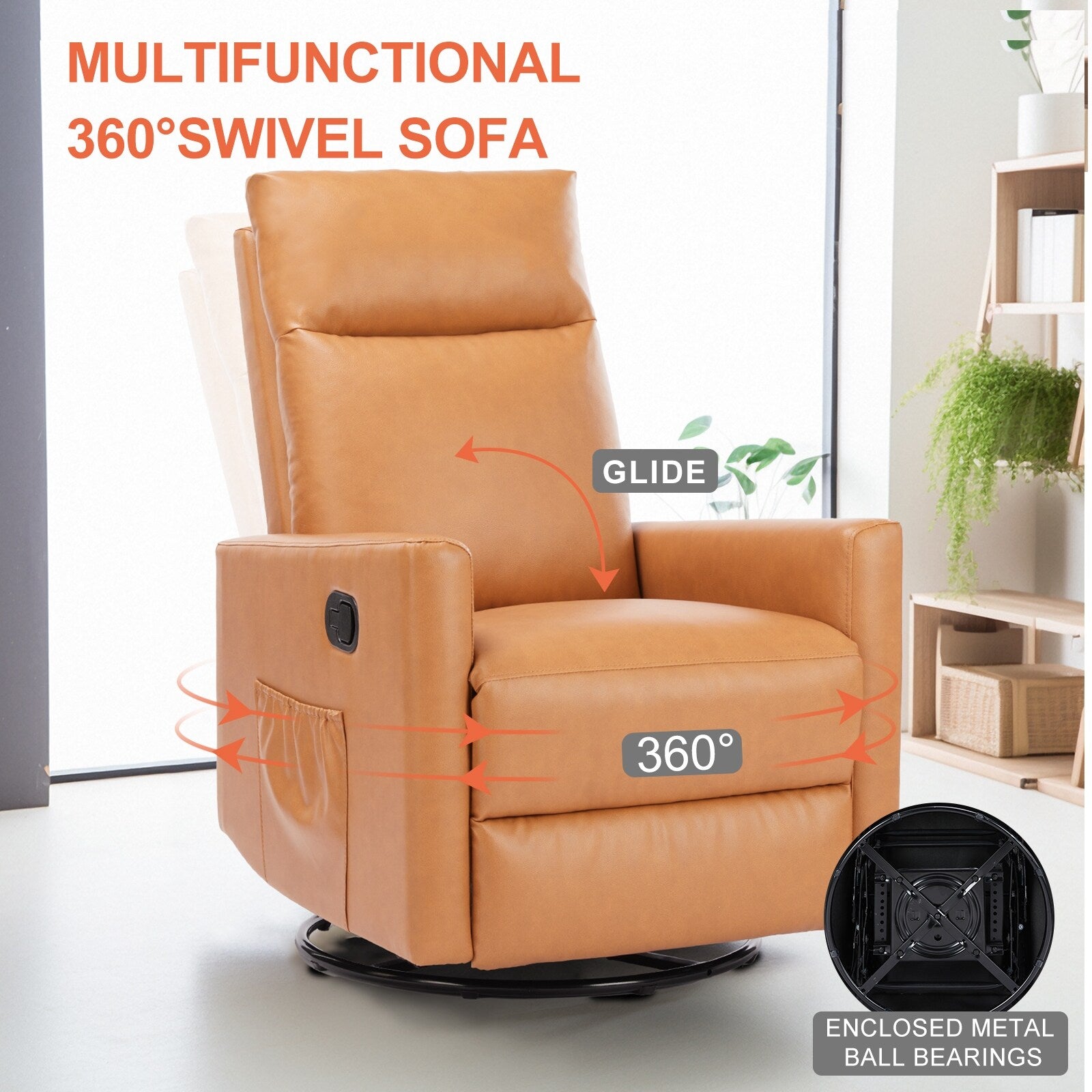 Fauteuil à bascule moderne, pivotant et inclinable, rembourré en lin, dossier haut, canapé simple avec repose-pieds