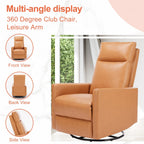 Fauteuil à bascule moderne, pivotant et inclinable, rembourré en lin, dossier haut, canapé simple avec repose-pieds