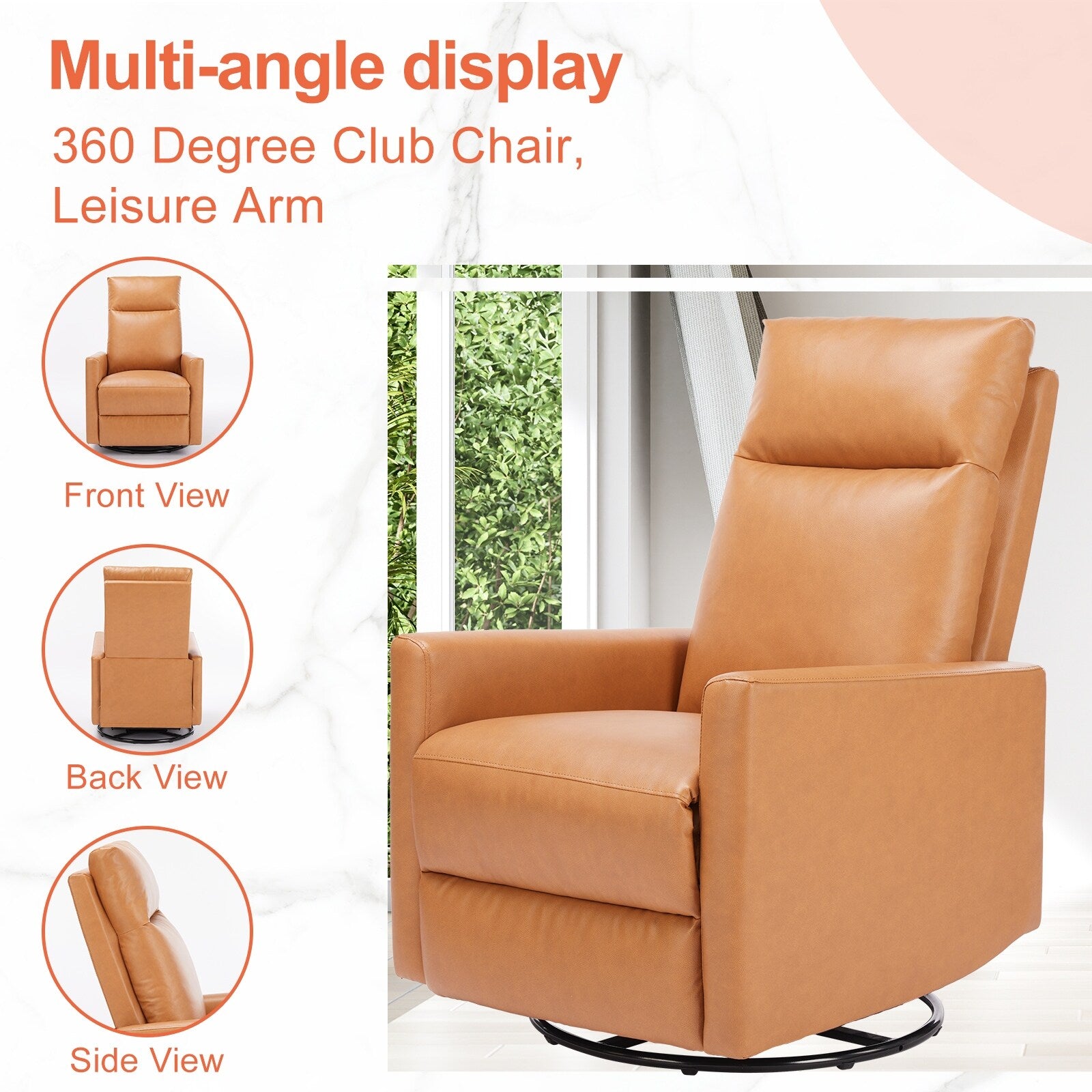 Fauteuil à bascule moderne, pivotant et inclinable, rembourré en lin, dossier haut, canapé simple avec repose-pieds