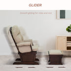 Fauteuil à bascule moderne en lin avec pouf assorti, coussin rembourré et base en bois