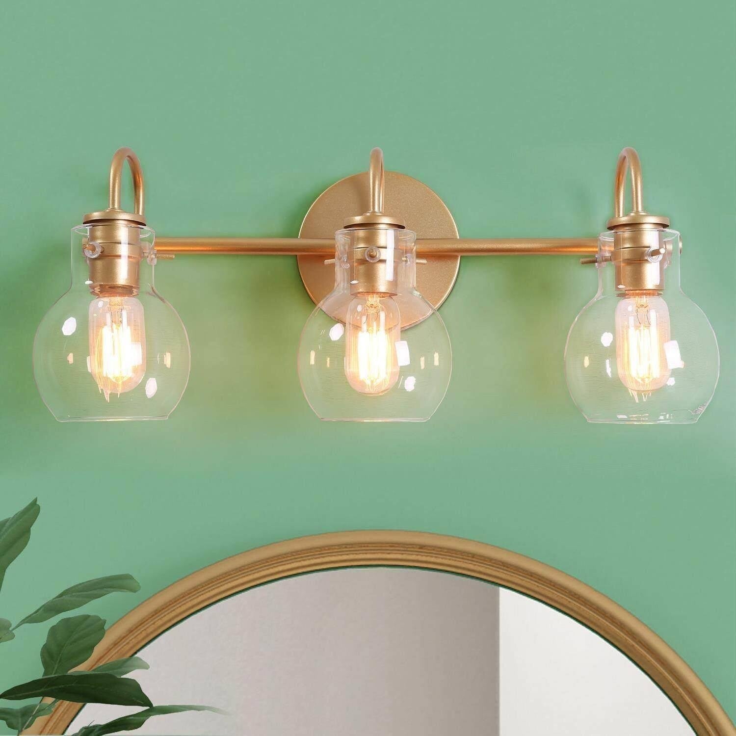 Applique murale moderne en verre à 3 lumières pour salle de bain