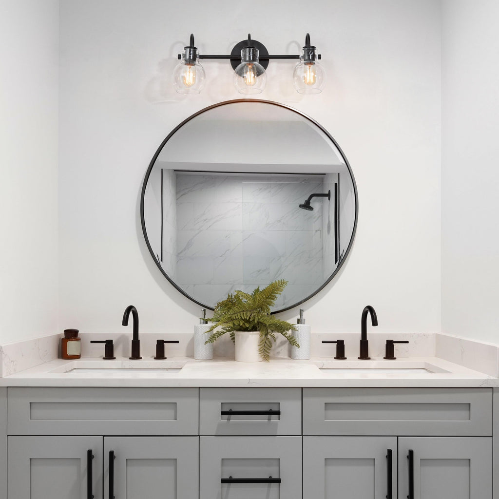 Applique murale moderne en verre à 3 lumières pour salle de bain