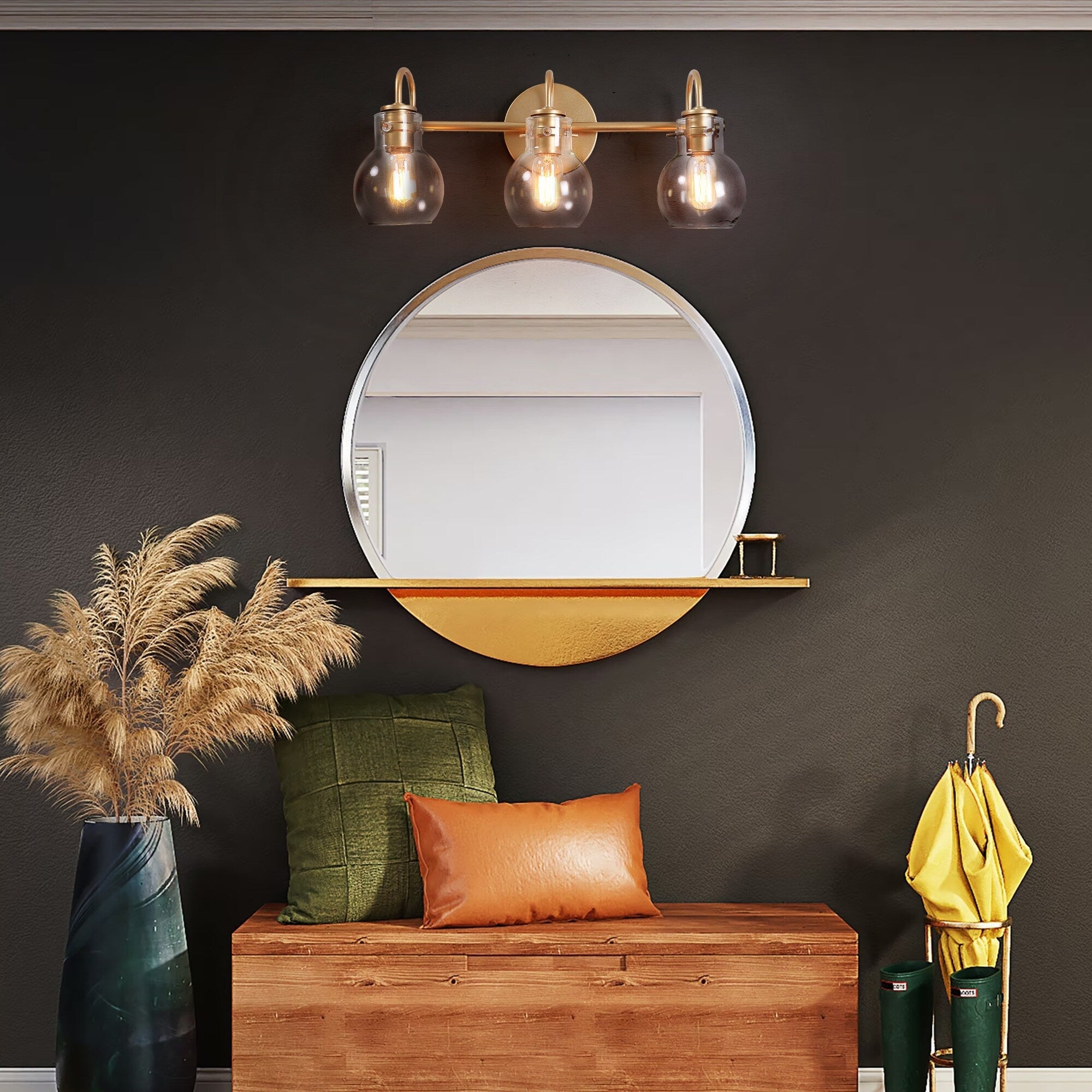 Applique murale moderne en verre à 3 lumières pour salle de bain