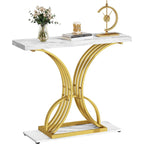 Console moderne dorée avec plateau en marbre pour entrée et couloir