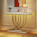 Console moderne dorée avec plateau en marbre pour entrée et couloir