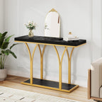 Console moderne dorée avec plateau en marbre pour entrée et couloir