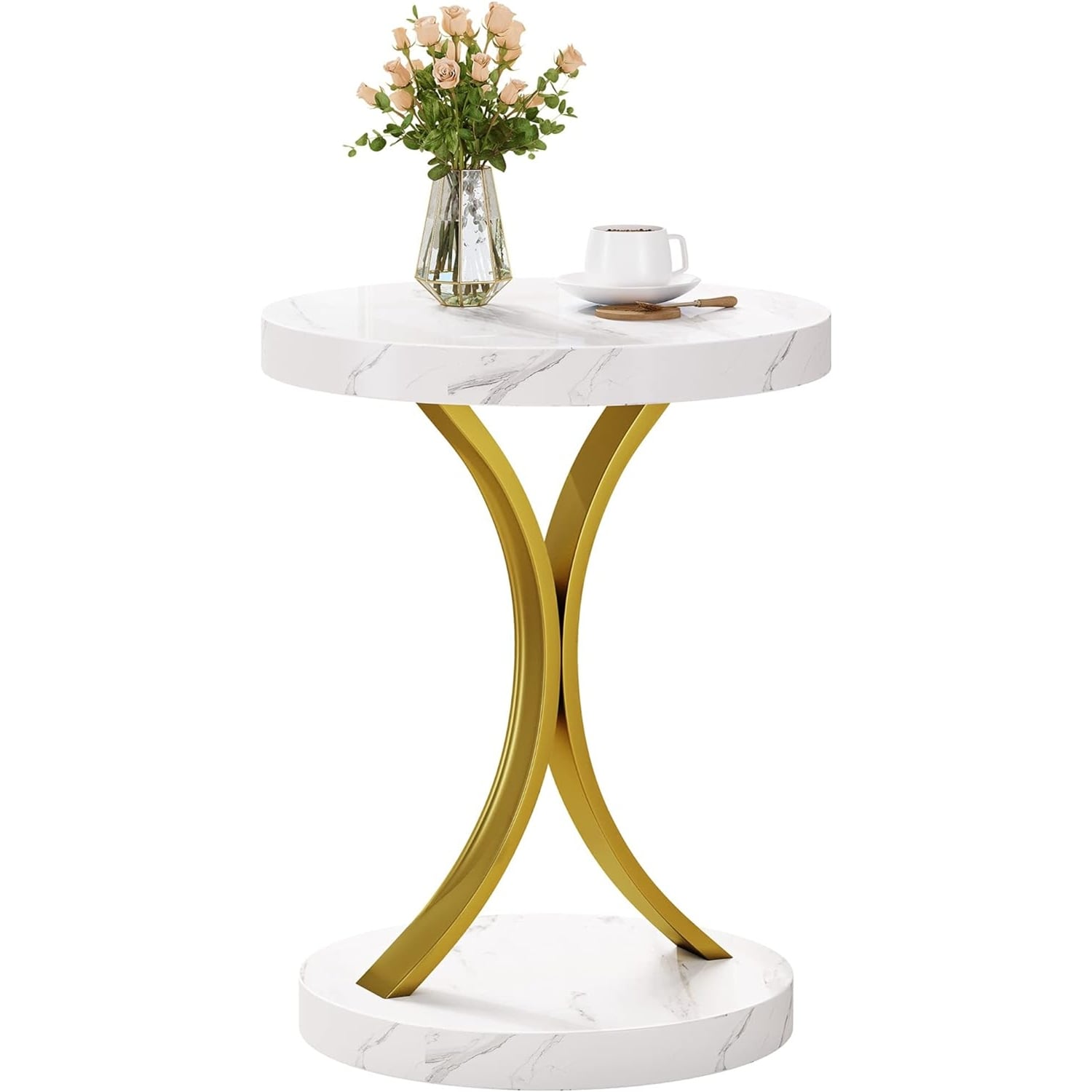 Console moderne dorée avec plateau en marbre pour entrée et couloir