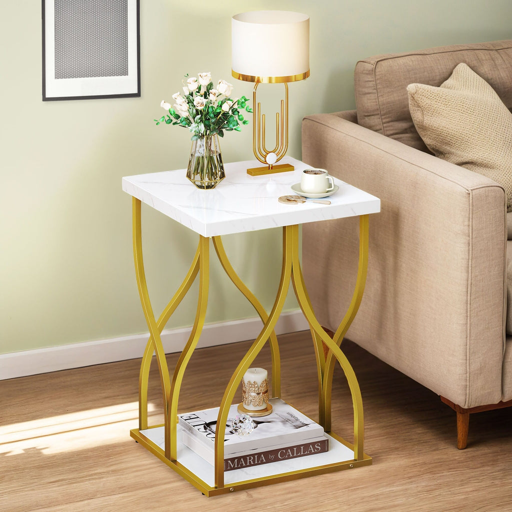 Console moderne dorée avec plateau en marbre pour entrée et couloir